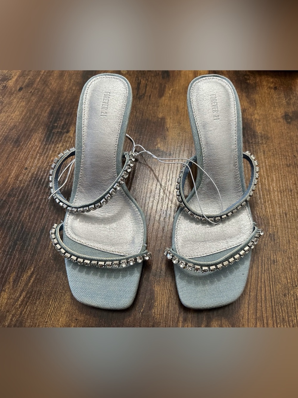 Forever 21 Jeweled Embellished Strappy Slide Kitten Heel Sandals Party Y2K Style